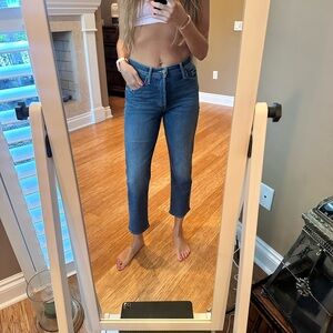 MOTHER Blue Ankle Cropped Jeans